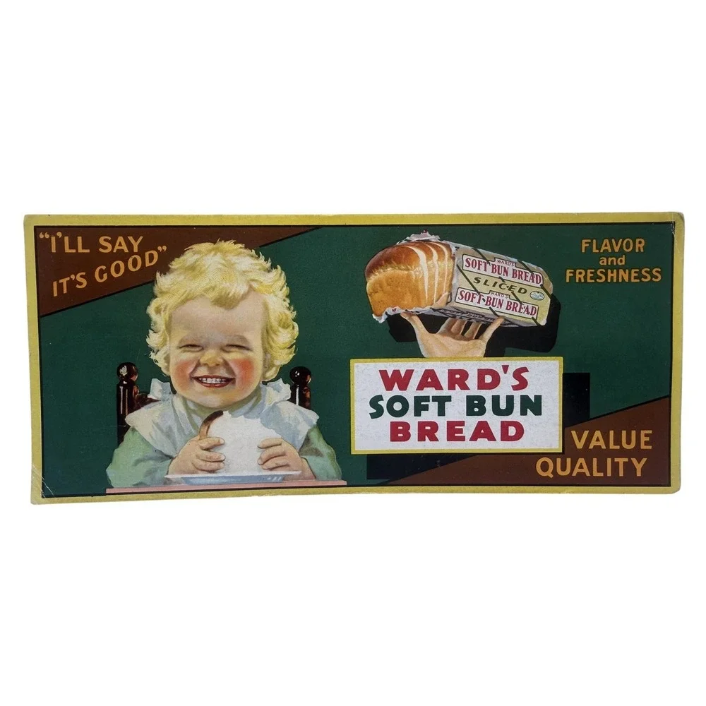 Vintage Ward's Soft Bun Bread Advertising Sign Cardboard Store Display 9